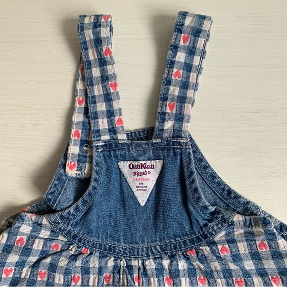 Vintage Oshkosh Overalls Heart Pattern Sz 12 Months Made in Canada - Picture 10 of 15